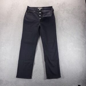 Levis Jeans Womens 29 Black Wedgie Straight High Rise Button Fly Stretch Minimal